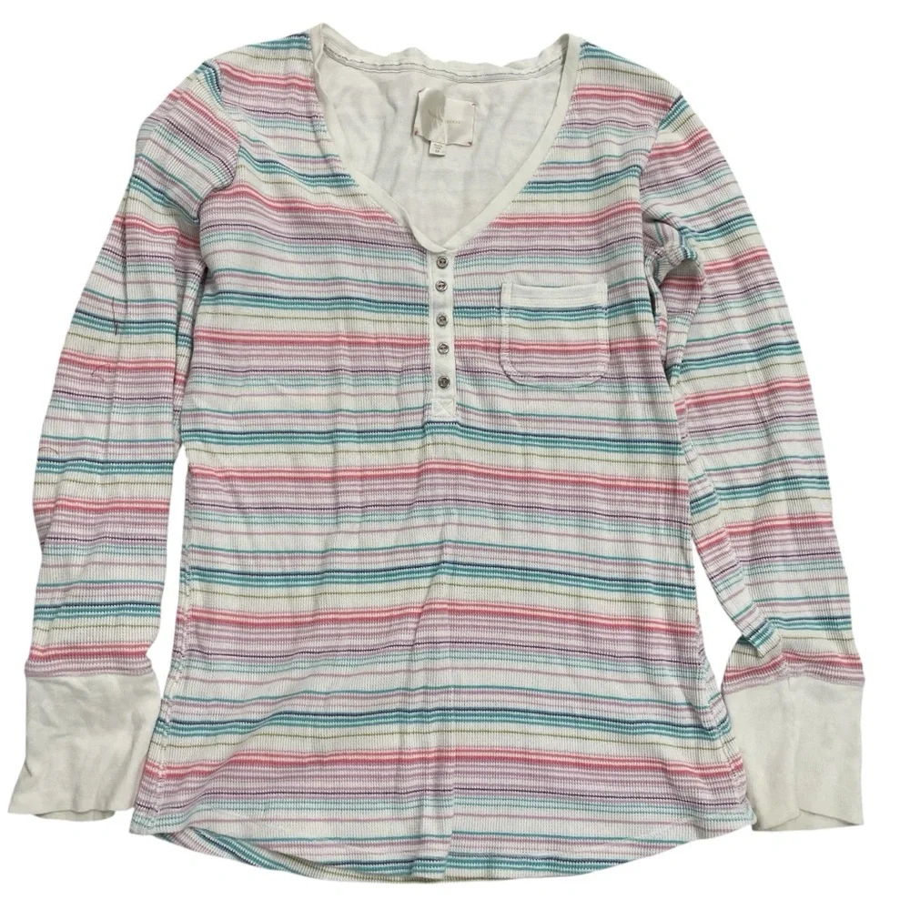 Victoria's Secret Thermal Pajama Set Multicolor Stripes Size Medium